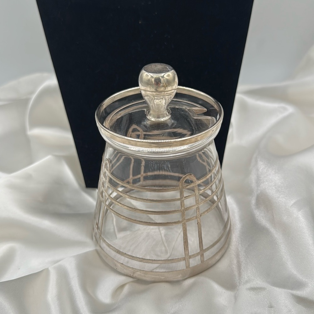 Sterling Overlay Jam/Honey Lidded Jar.